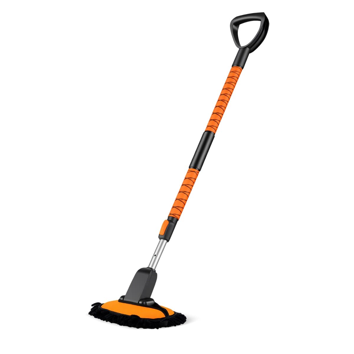 CostwayBrosse de Lavage Auto 132 CM avec Manche Télescopique Kit de Lavage sans Rayures avec Raclette Brume et Raclette Orange